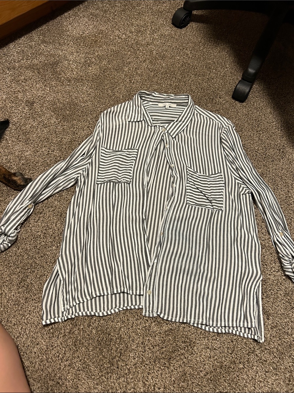 Love Tree Black & White Striped Button-Down Shirt